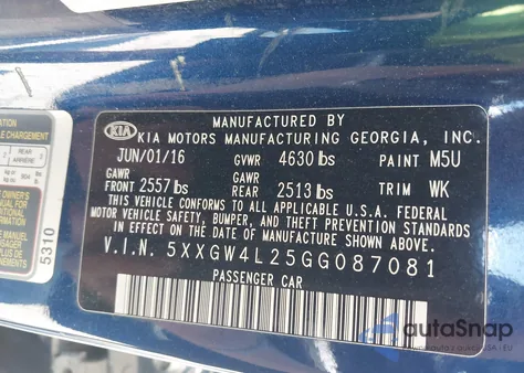 2016 Kia Optima Sx Turbo from USA, damaged, VIN 5XXGW4L25GG087081